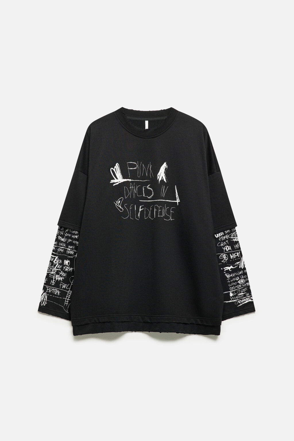 Лонгслив oversize с двойными рукавами и принтом - цвет черный - 8