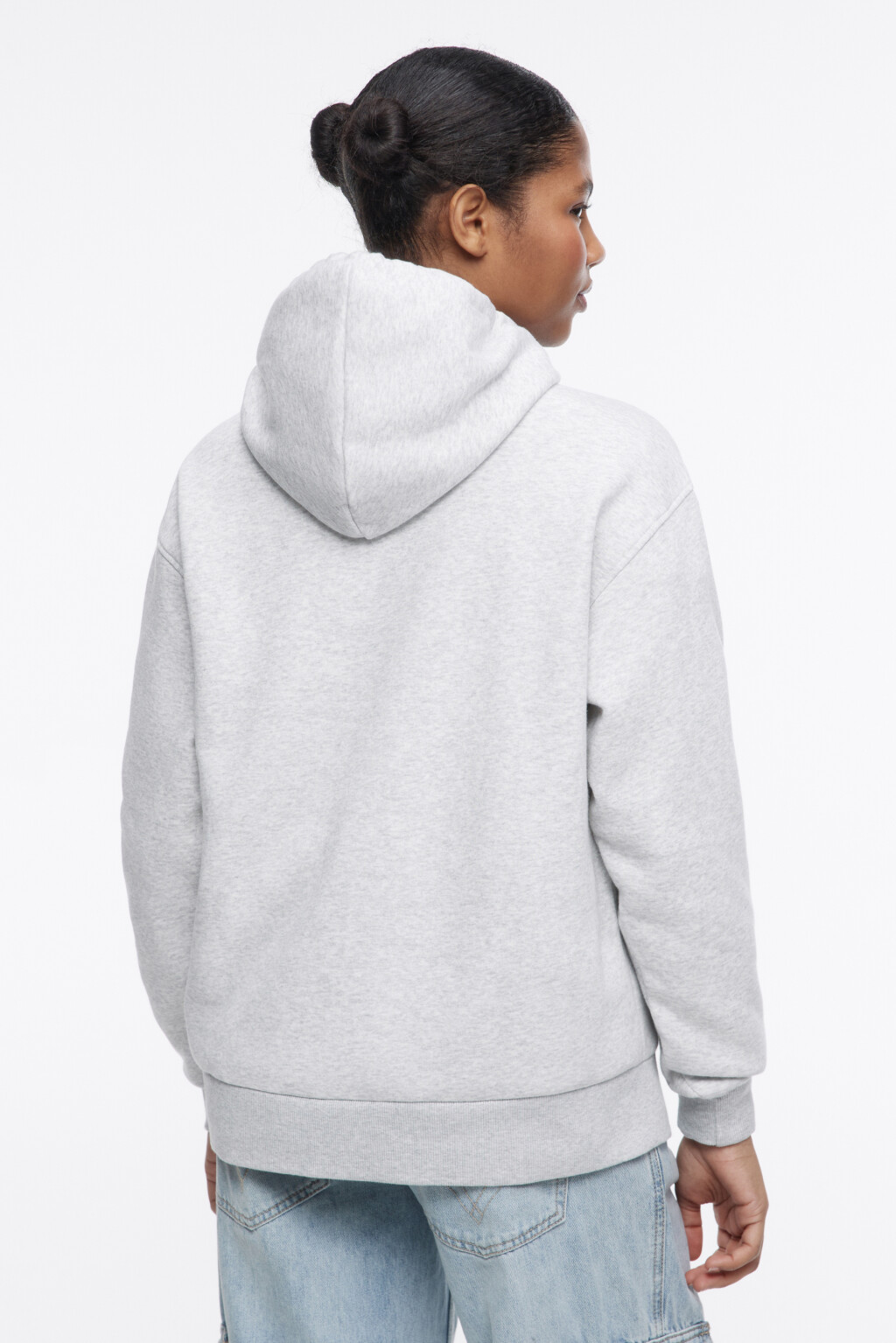 Худи утепленная с капюшоном и принтом - цвет серый - 4