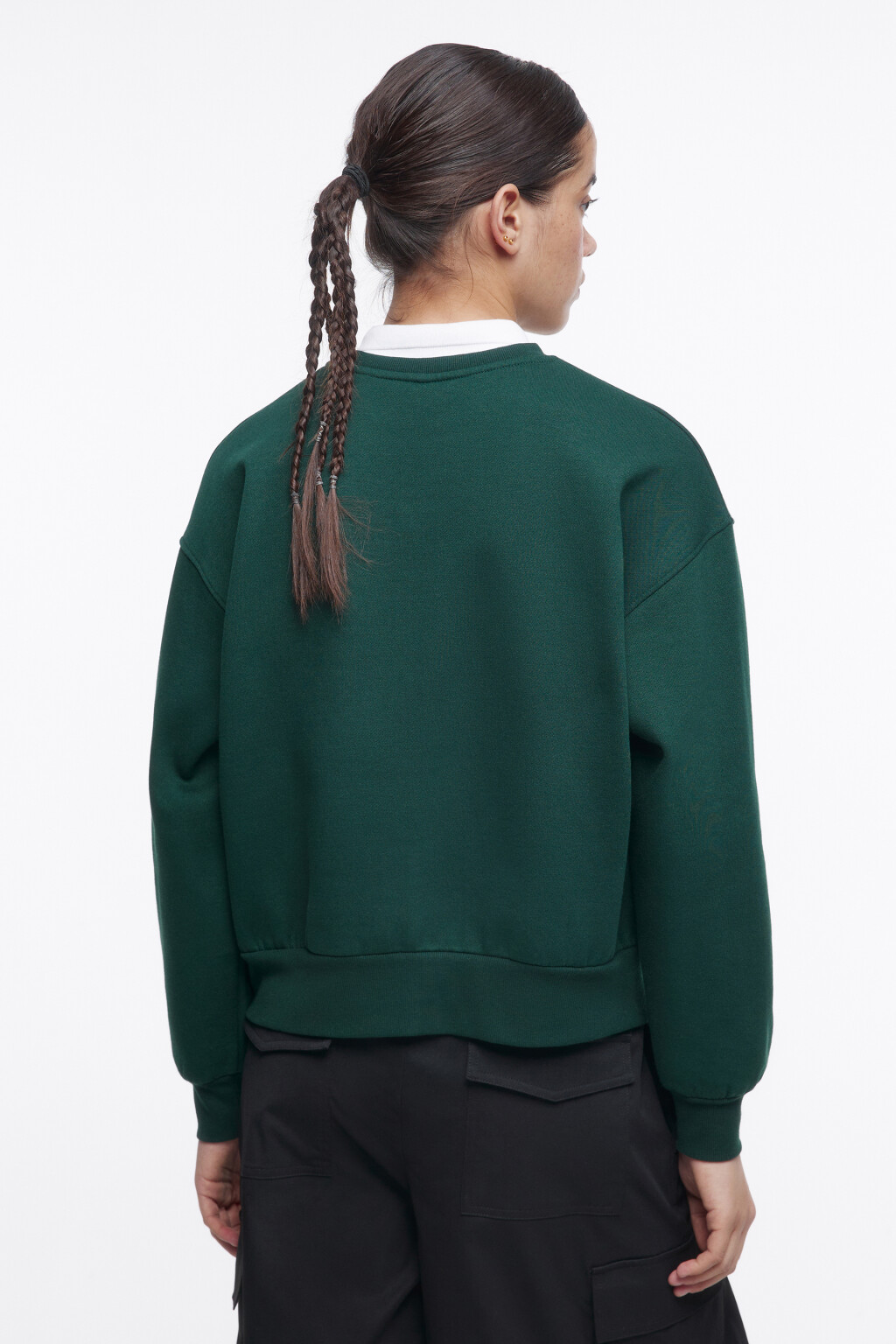 Свитшот oversize с рубашечным воротничком - цвет зеленый - 4