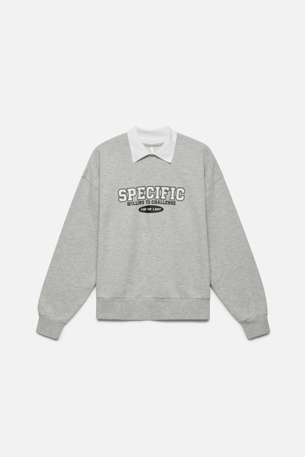 Свитшот oversize с рубашечным воротничком - цвет серый - 8