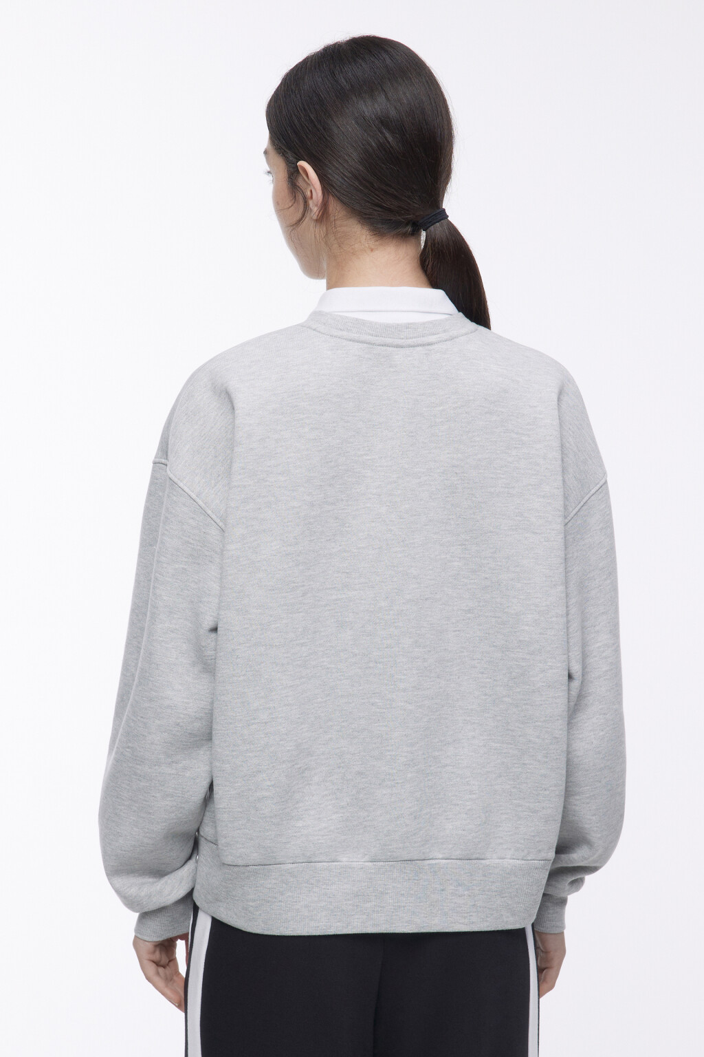 Свитшот oversize с рубашечным воротничком - цвет серый - 4