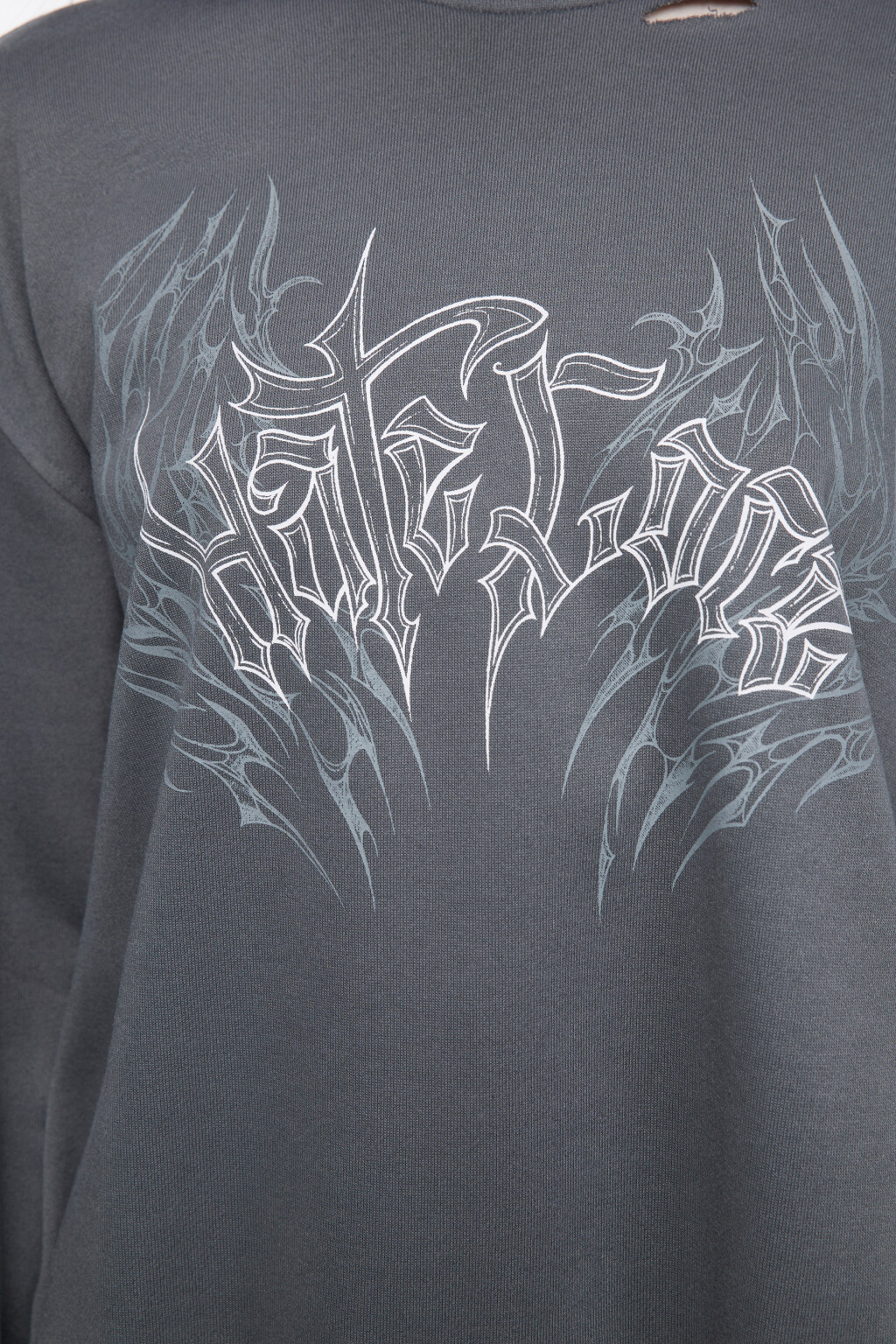 Свитшот состаренный с имитацией рубашки - цвет серый - 7