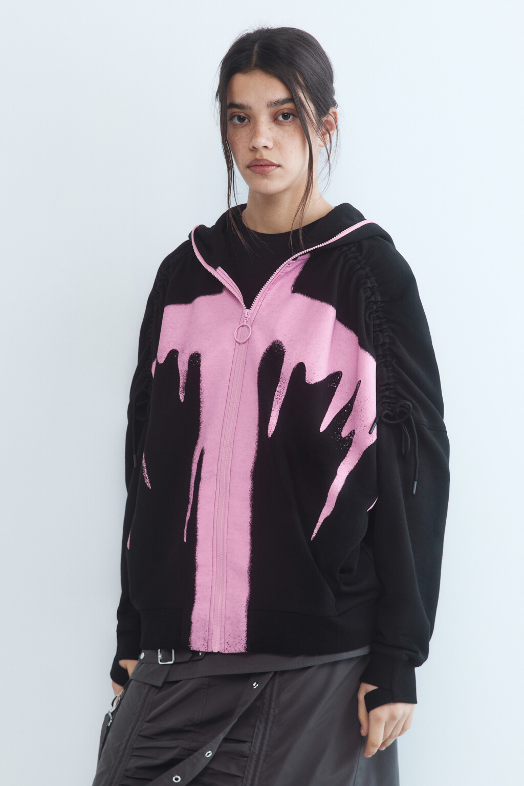 Худи oversize со шнуровкой на плечах - цвет зеленый - 3