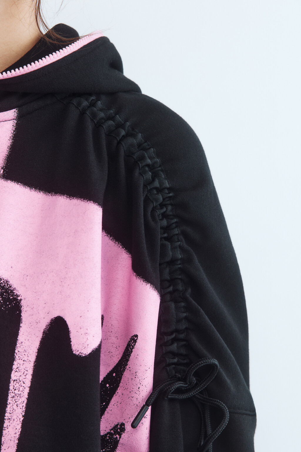 Худи oversize со шнуровкой на плечах - цвет зеленый - 6