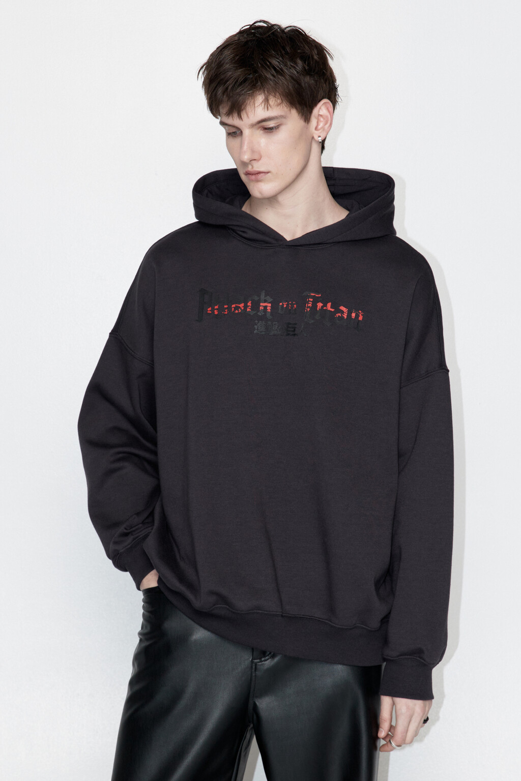 Худи унисекс с принтом Атака титанов - цвет серый - 5