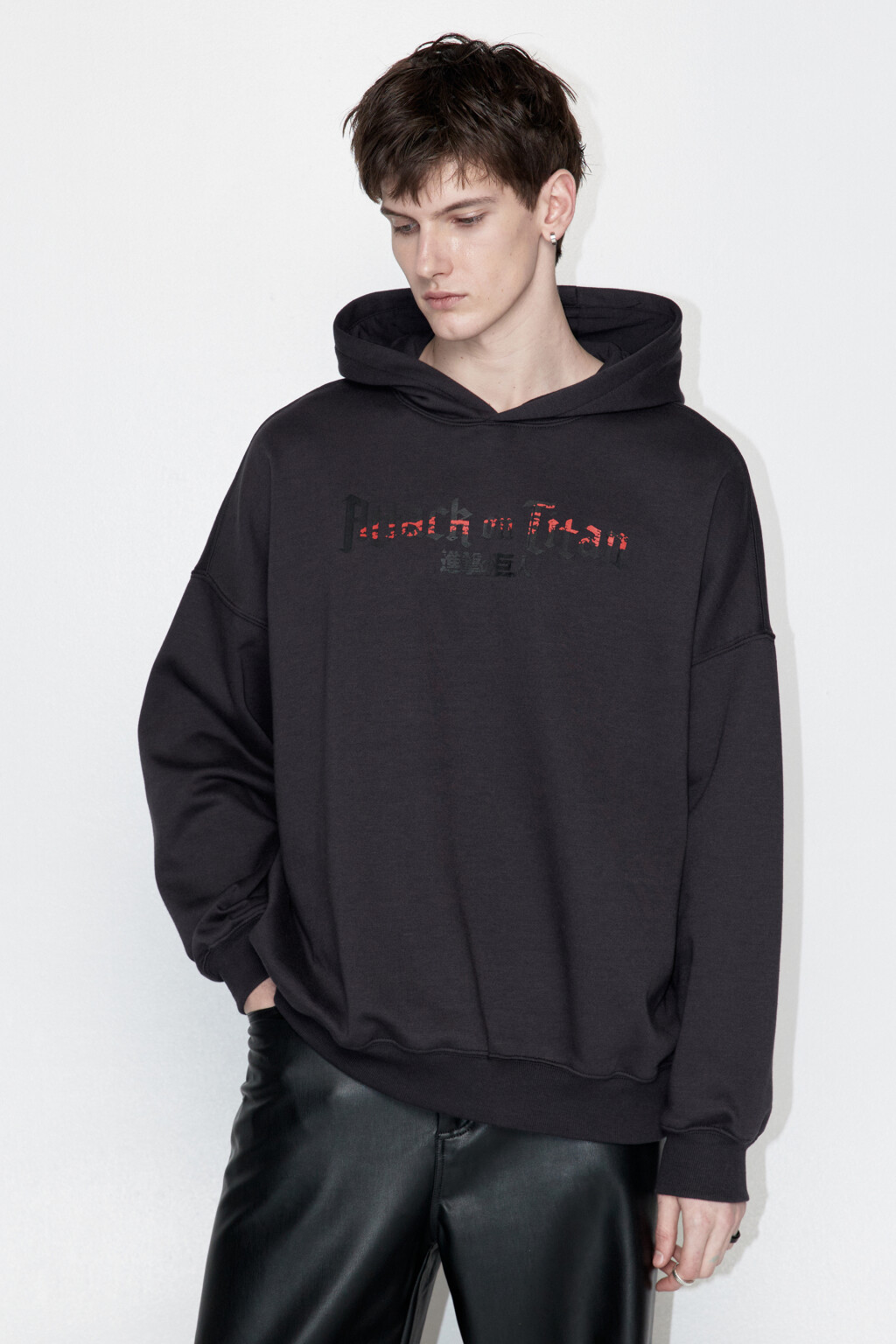 Худи унисекс с принтом Атака титанов - цвет серый - 10