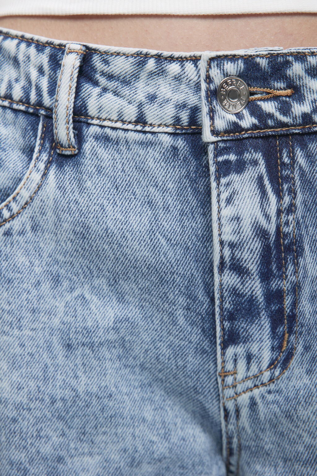 Джинсы широкие вареные на низкой посадке - цвет голубой - 6