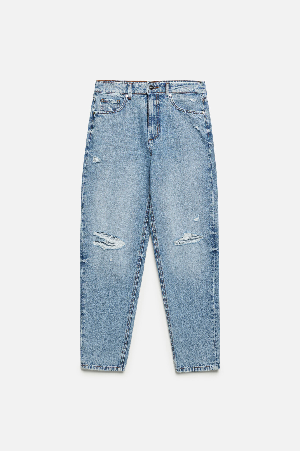 Джинсы mom с рваными коленями - цвет голубой - 9