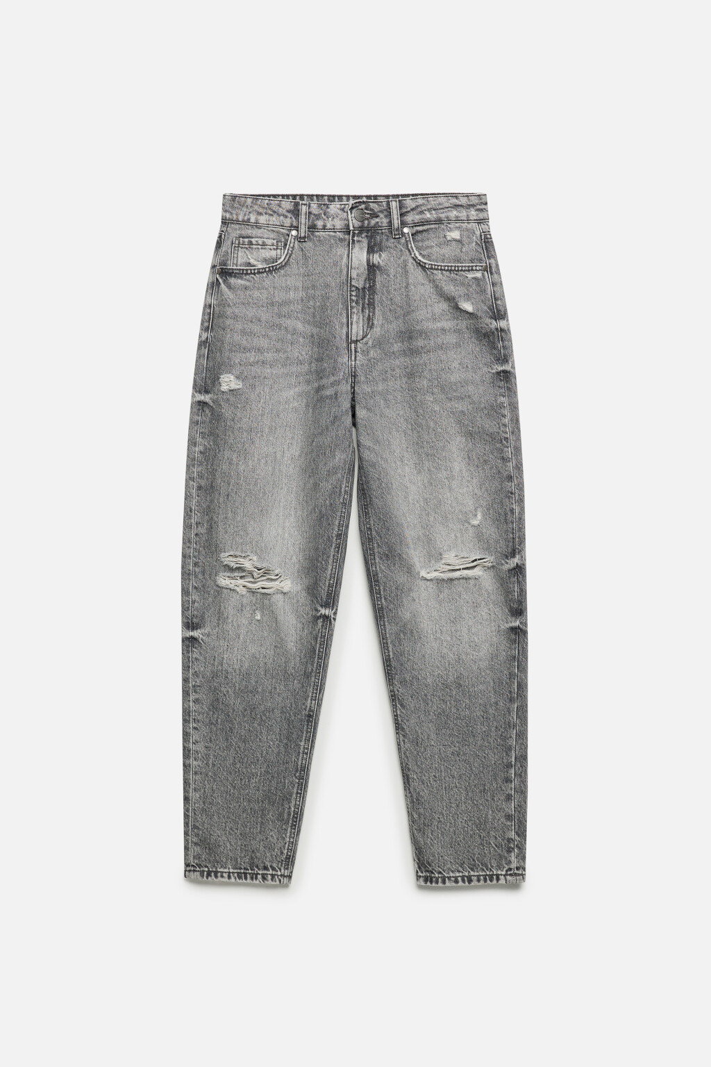 Джинсы mom с рваными коленями - цвет серый - 8