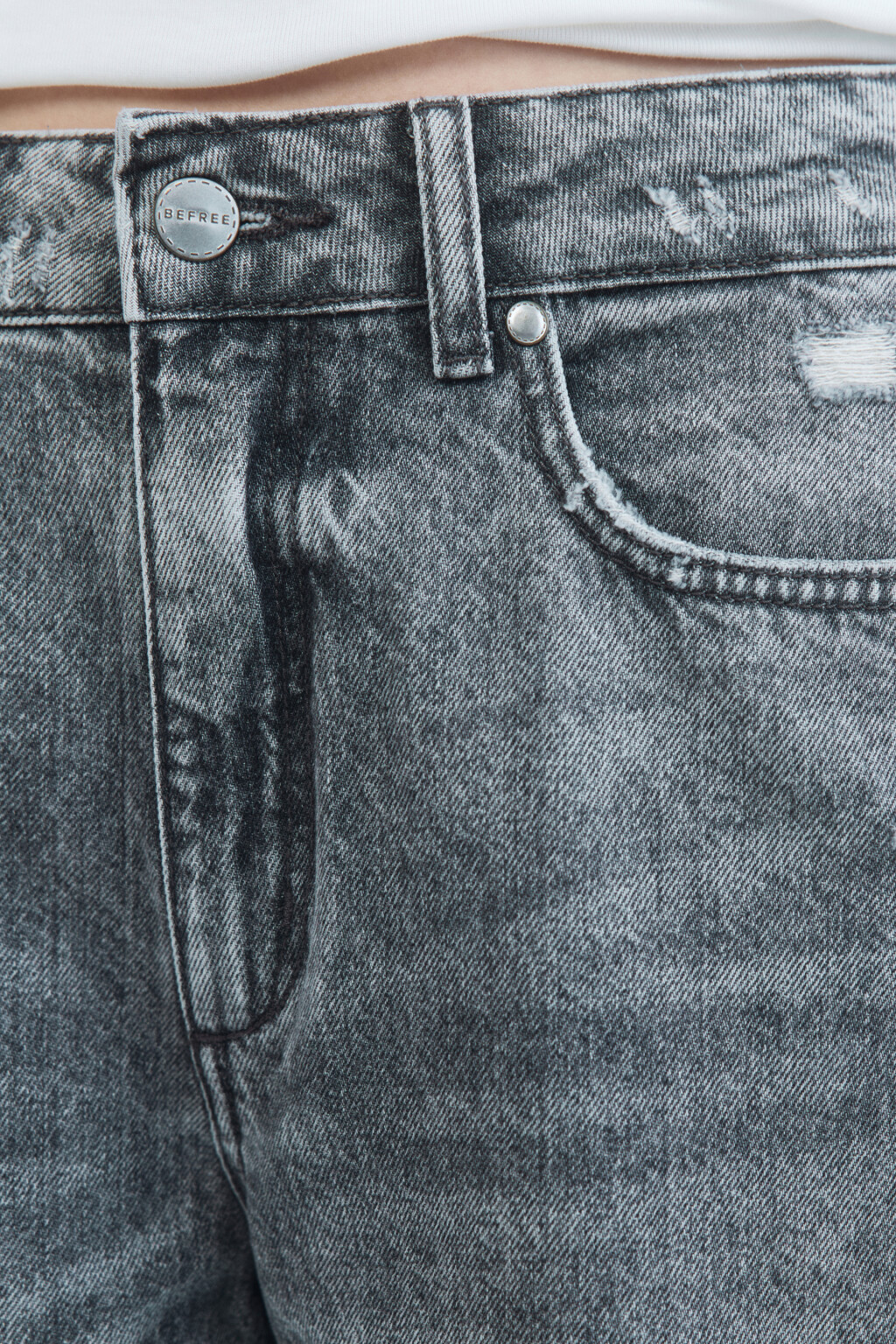 Джинсы mom с рваными коленями - цвет серый - 6