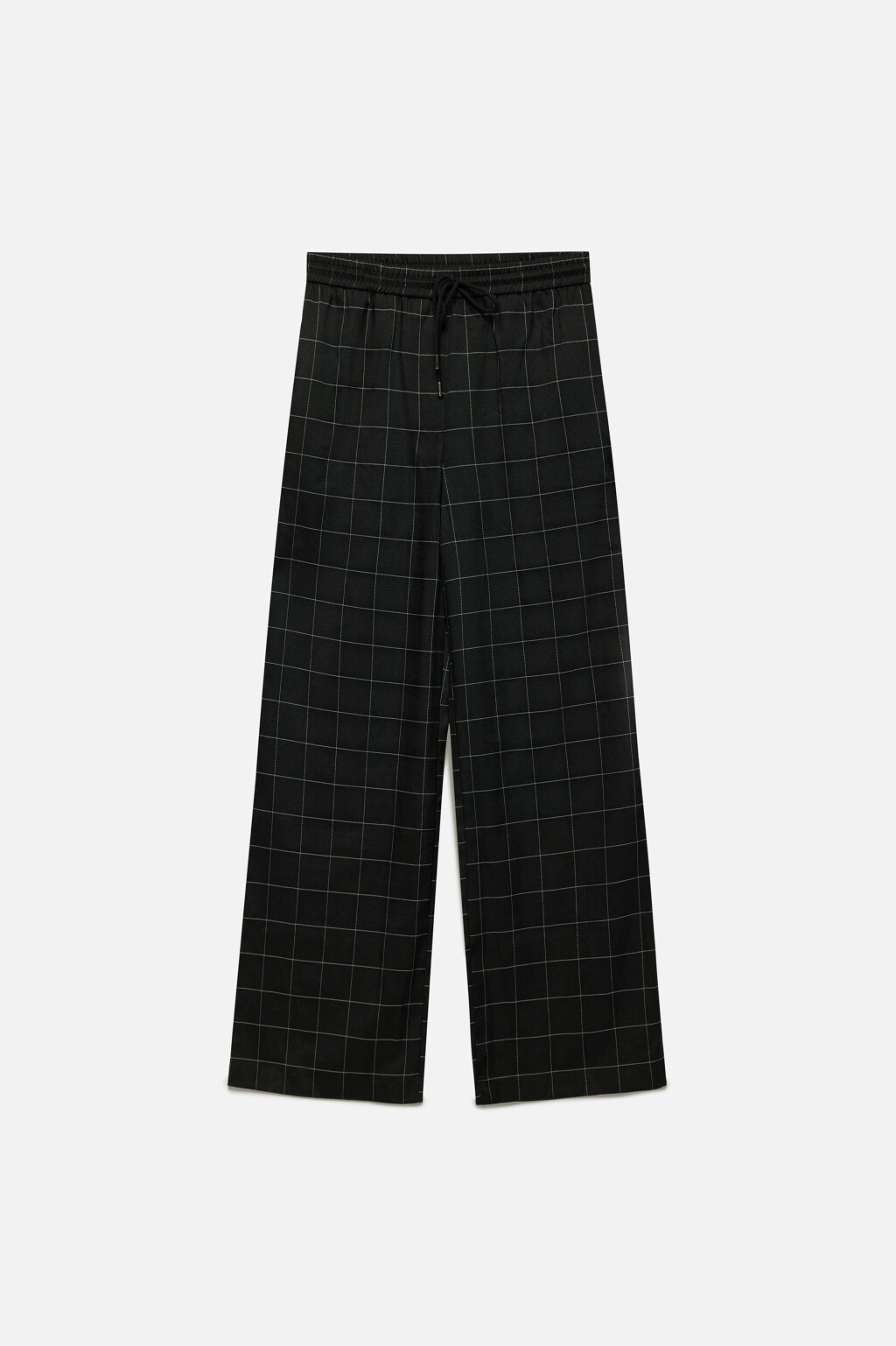 Брюки широкие с принтом в клетку - цвет черный - 7