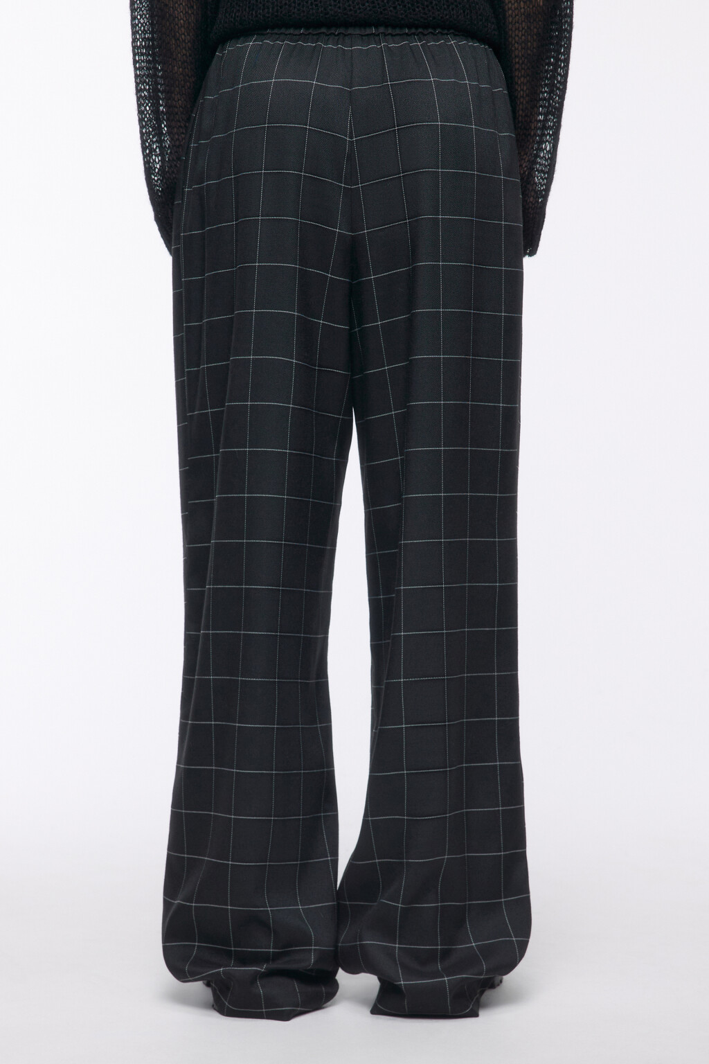 Брюки широкие с принтом в клетку - цвет черный - 3