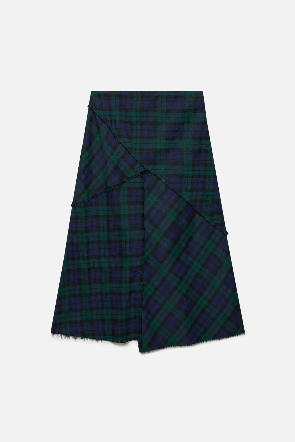 Юбка-трапеция миди асимметричная в клетку - цвет синий - 9