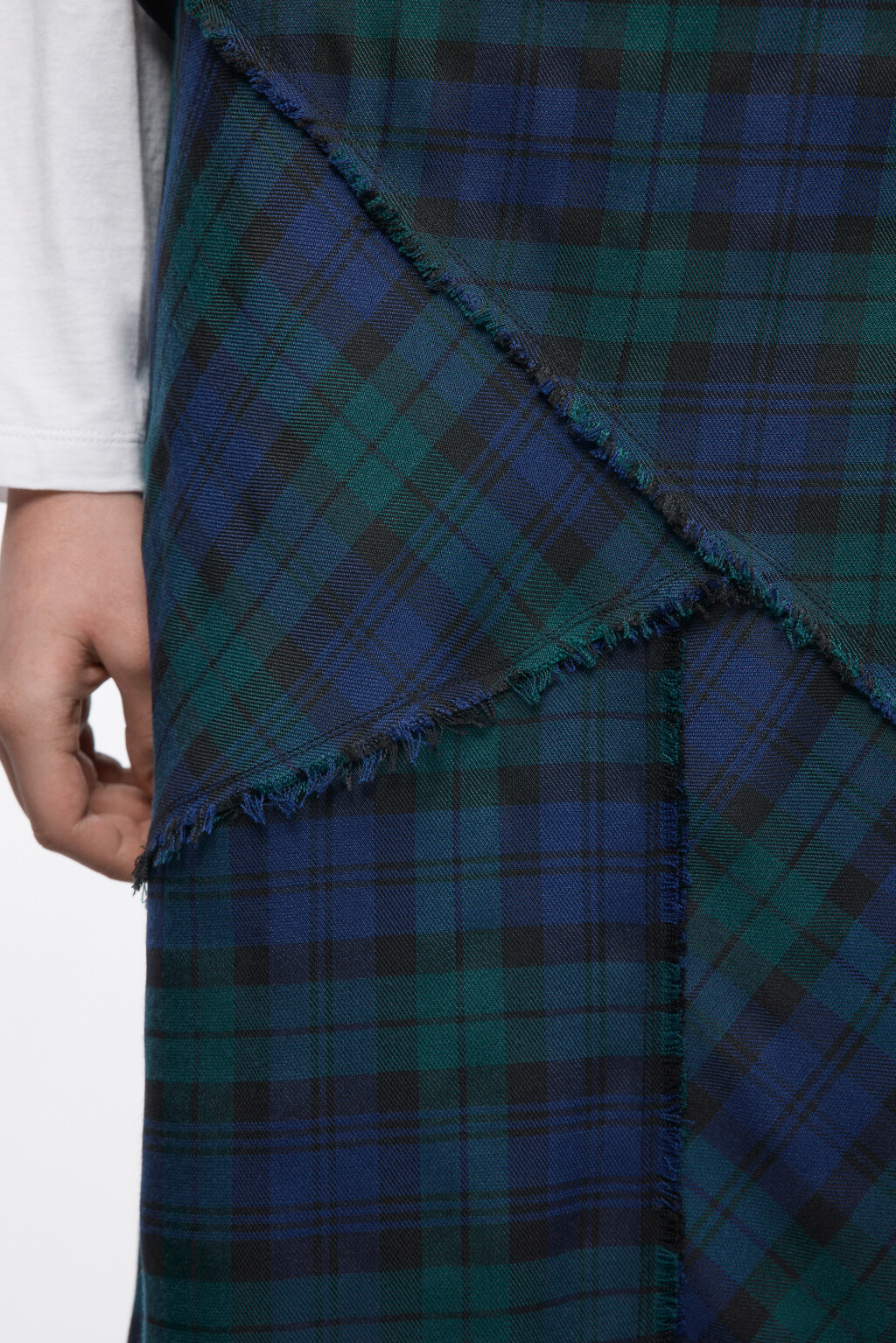 Юбка-трапеция миди асимметричная в клетку - цвет синий - 7