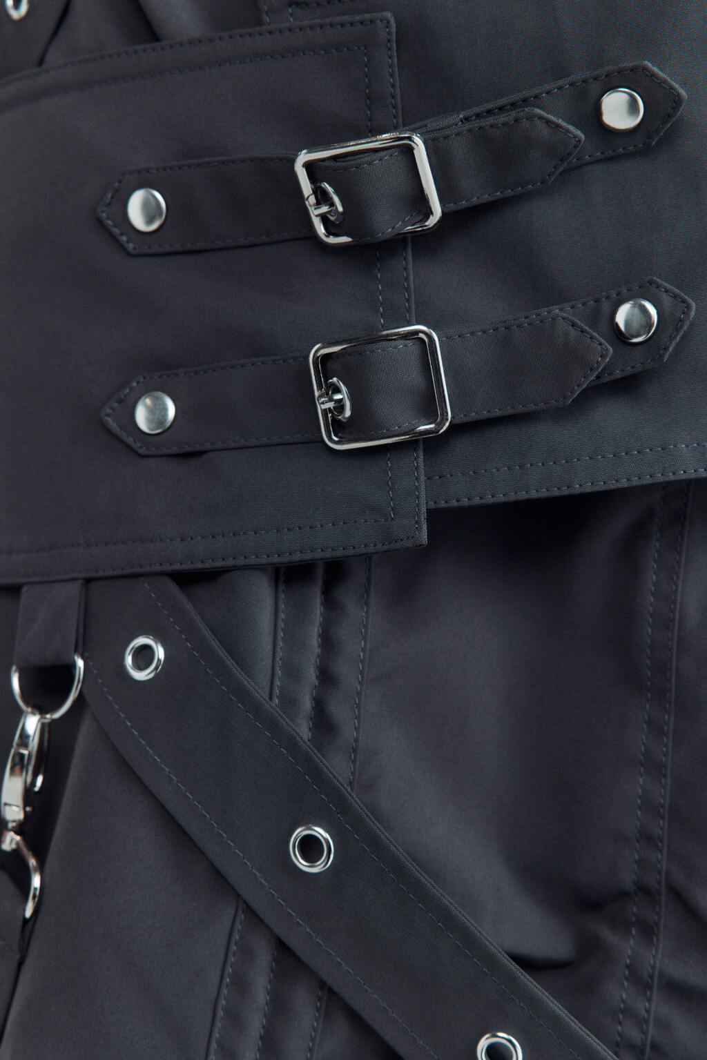 Юбка-парашют миди с ремешками и драпировками - цвет серый - 6