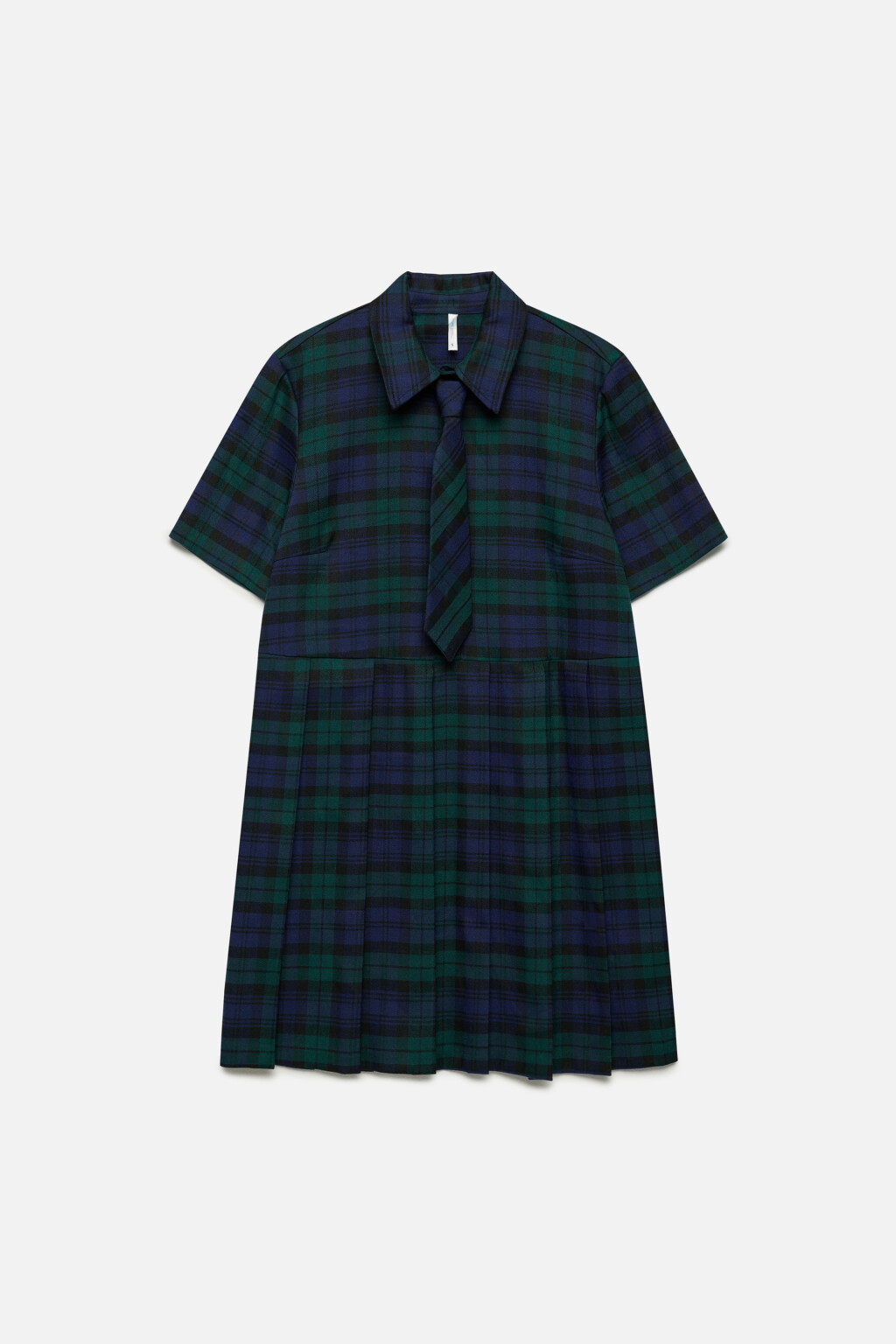 Платье-рубашка в клетку с галстуком - цвет синий - 7