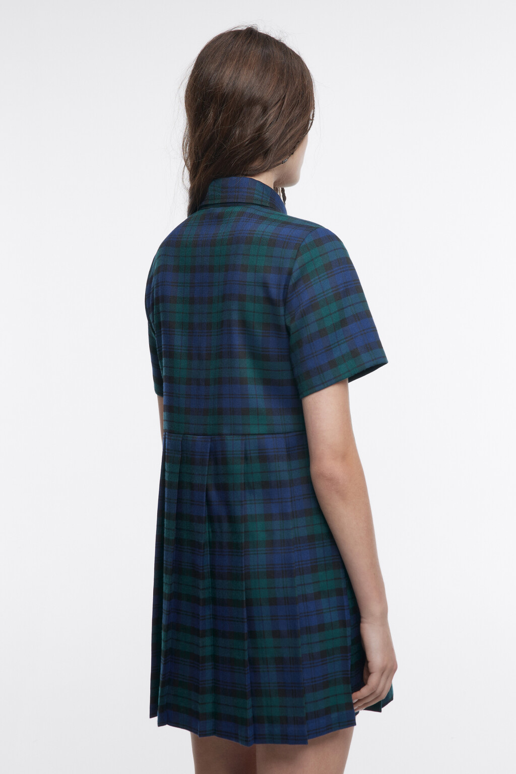 Платье-рубашка в клетку с галстуком - цвет синий - 4
