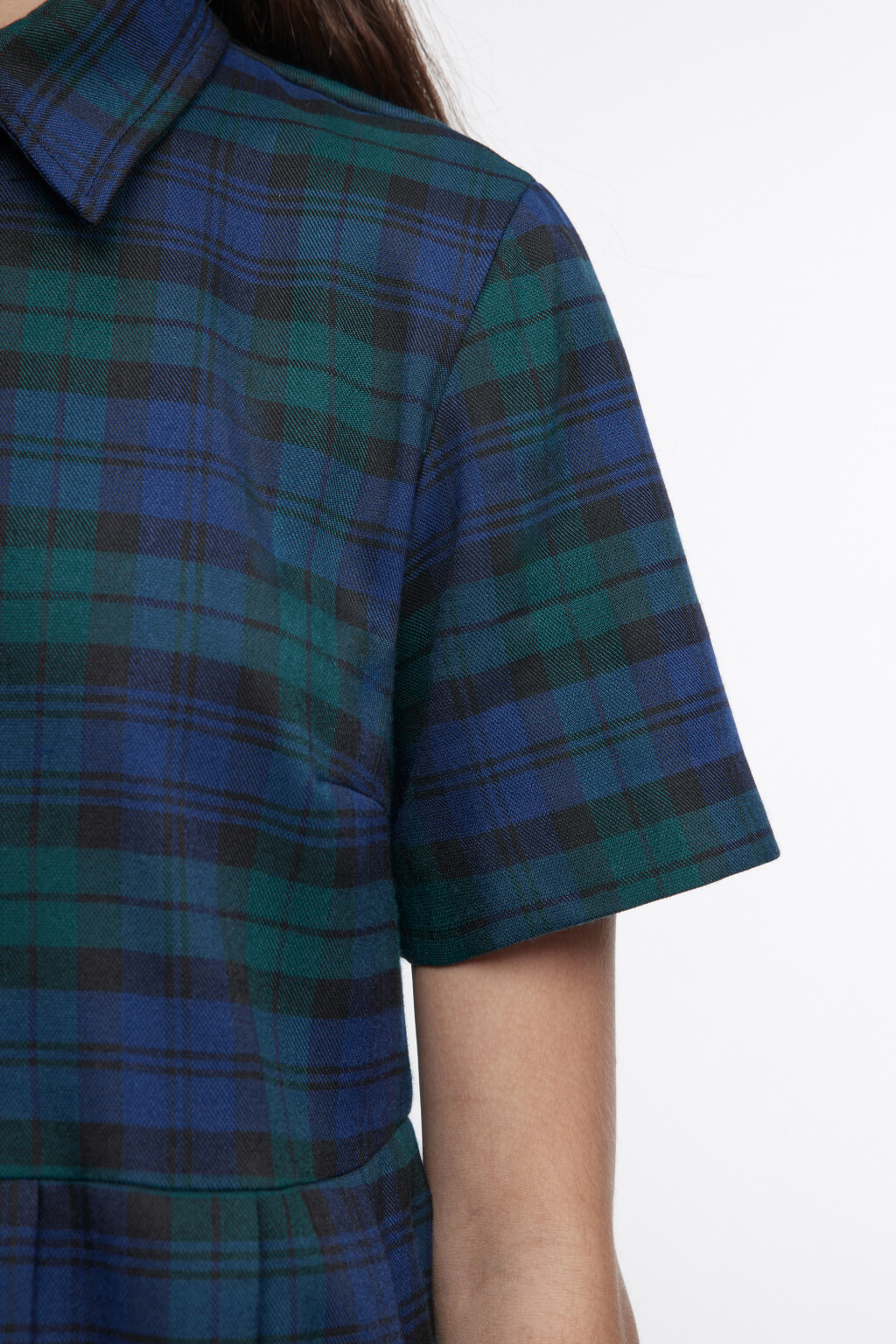 Платье-рубашка в клетку с галстуком - цвет синий - 5