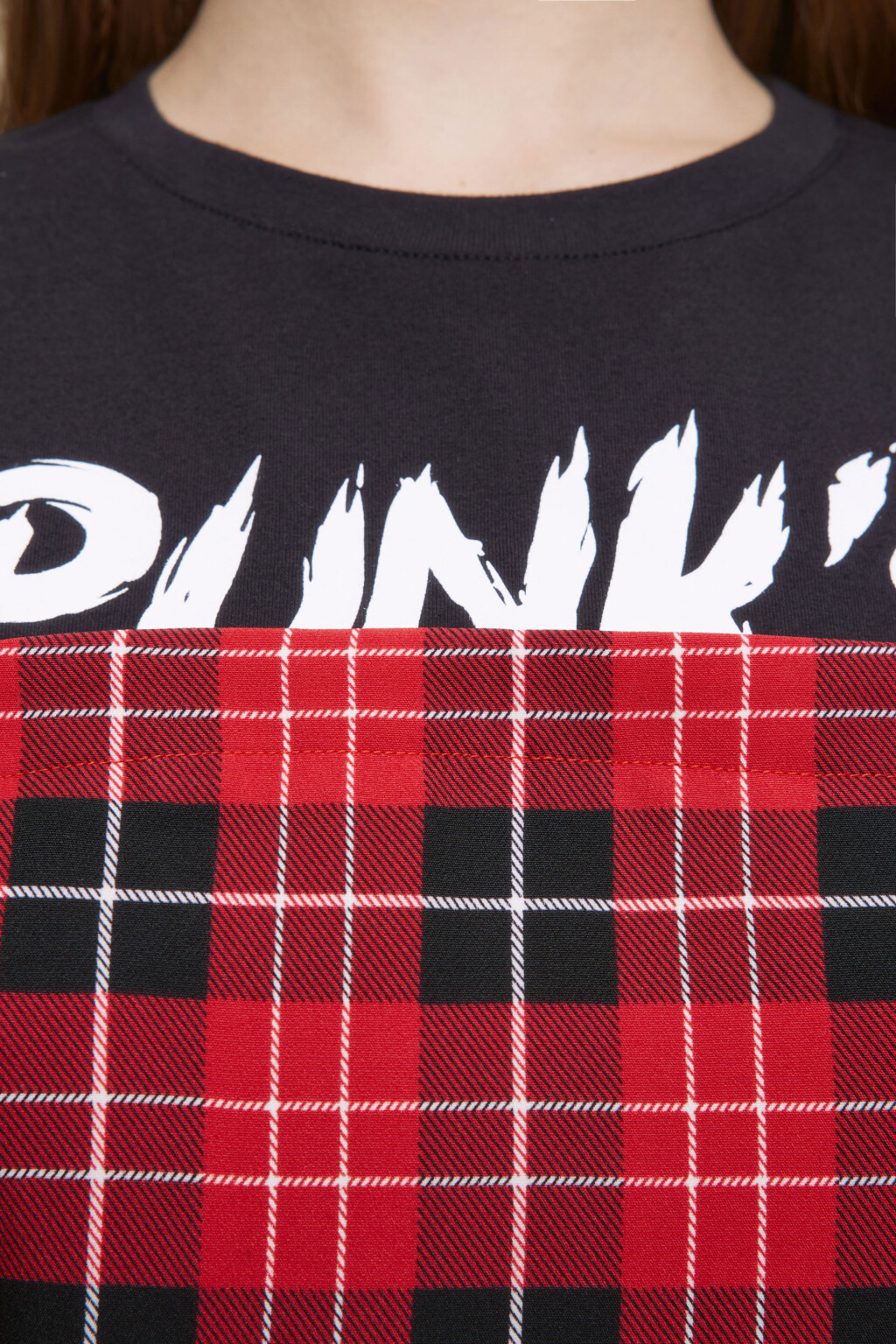 Платье-бандо мини с футболкой в стиле панк - цвет красный - 6