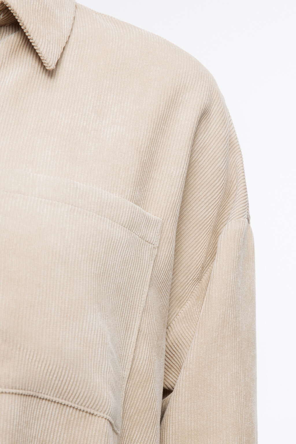 Рубашка oversize вельветовая с карманом - цвет бежевый - 7