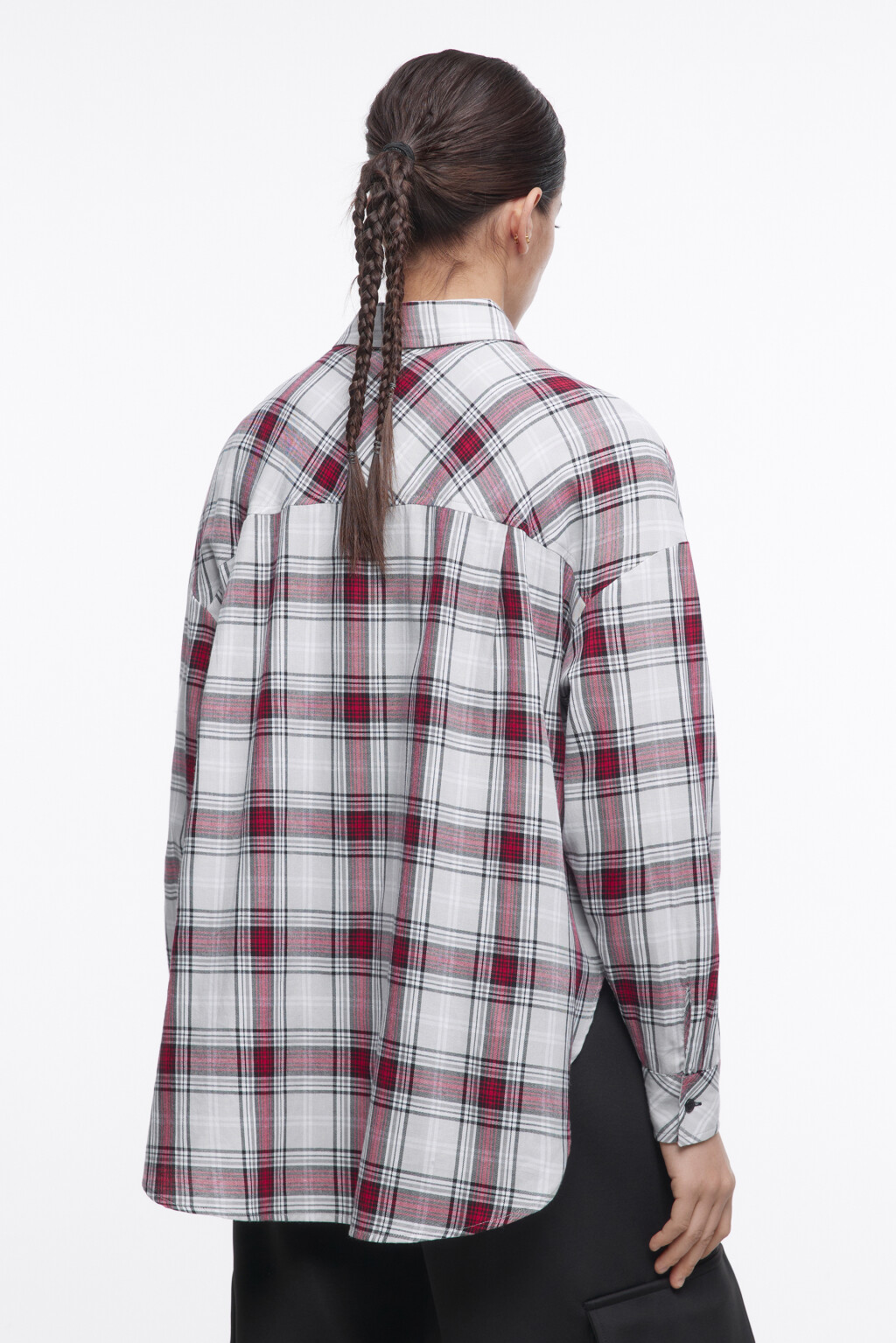 Рубашка oversize фланелевая в клетку - цвет серый - 4