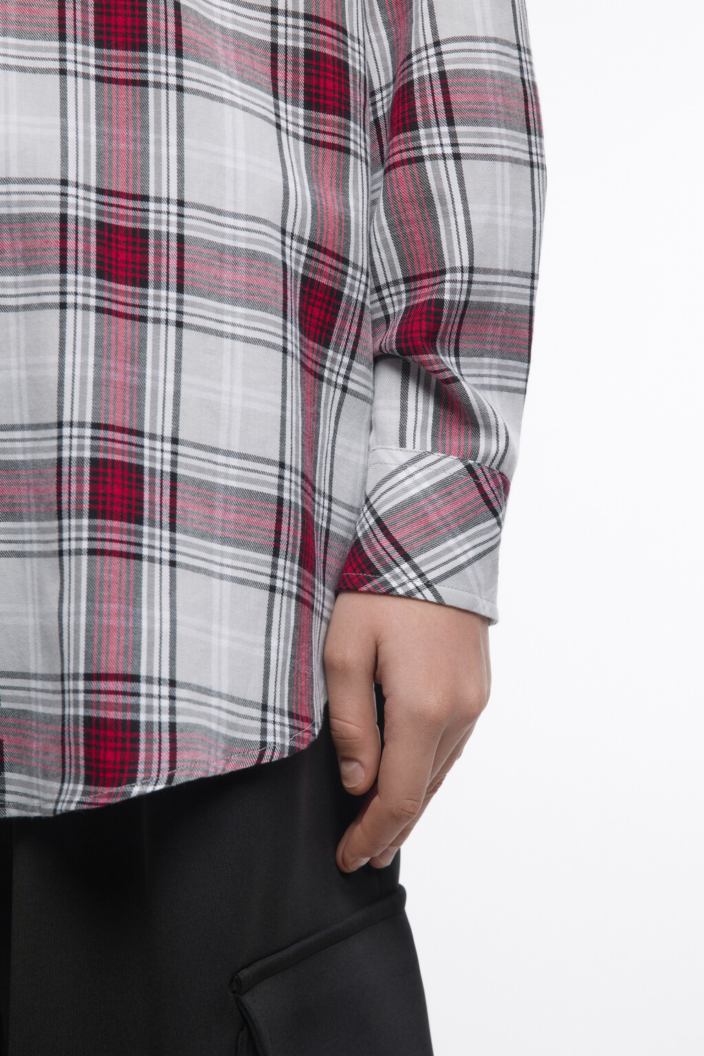 Рубашка oversize фланелевая в клетку - цвет серый - 7