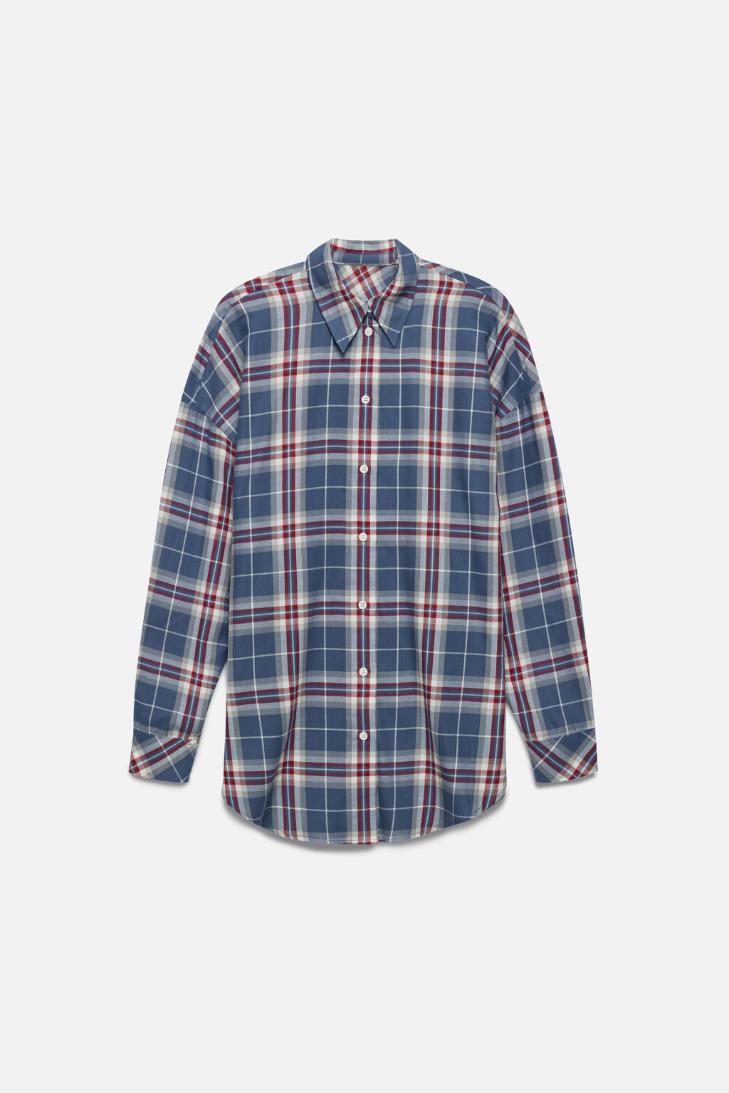 Рубашка oversize фланелевая в клетку - цвет голубой - 8