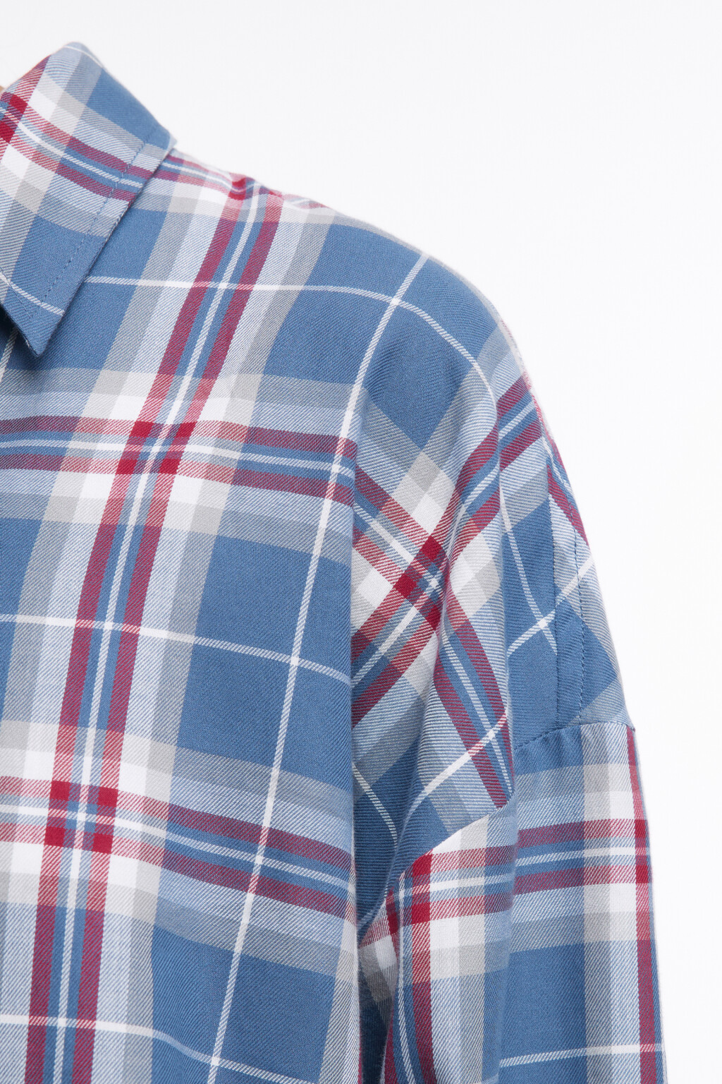 Рубашка oversize фланелевая в клетку - цвет голубой - 6
