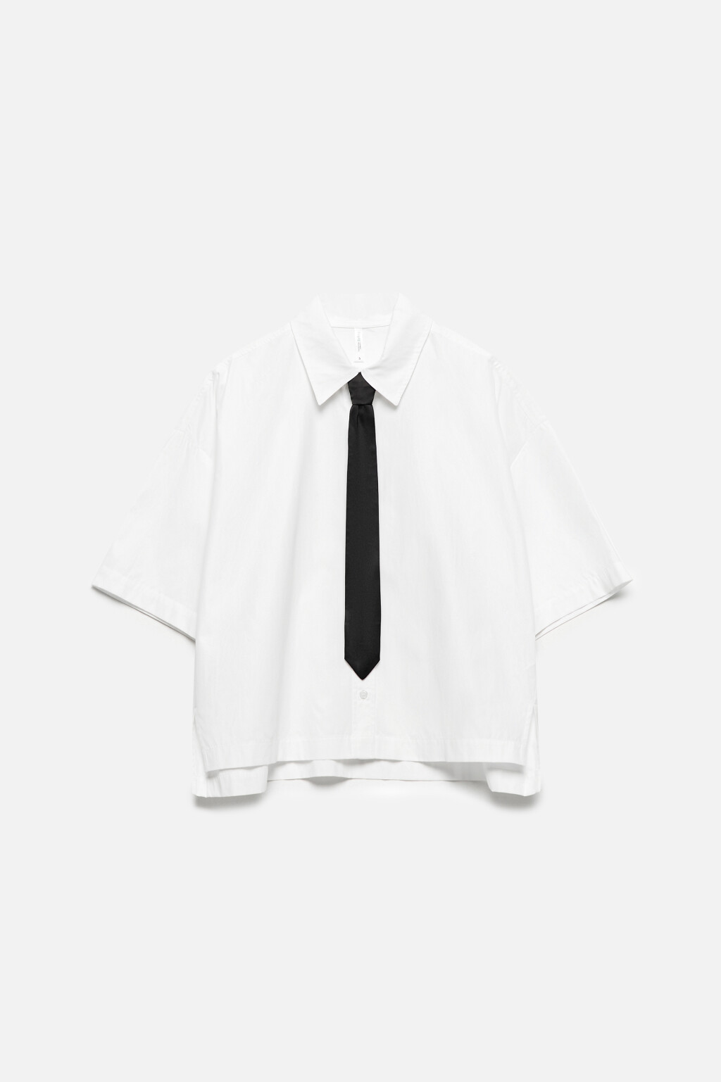 Блузка с короткими рукавами и галстуком - цвет белый - 8