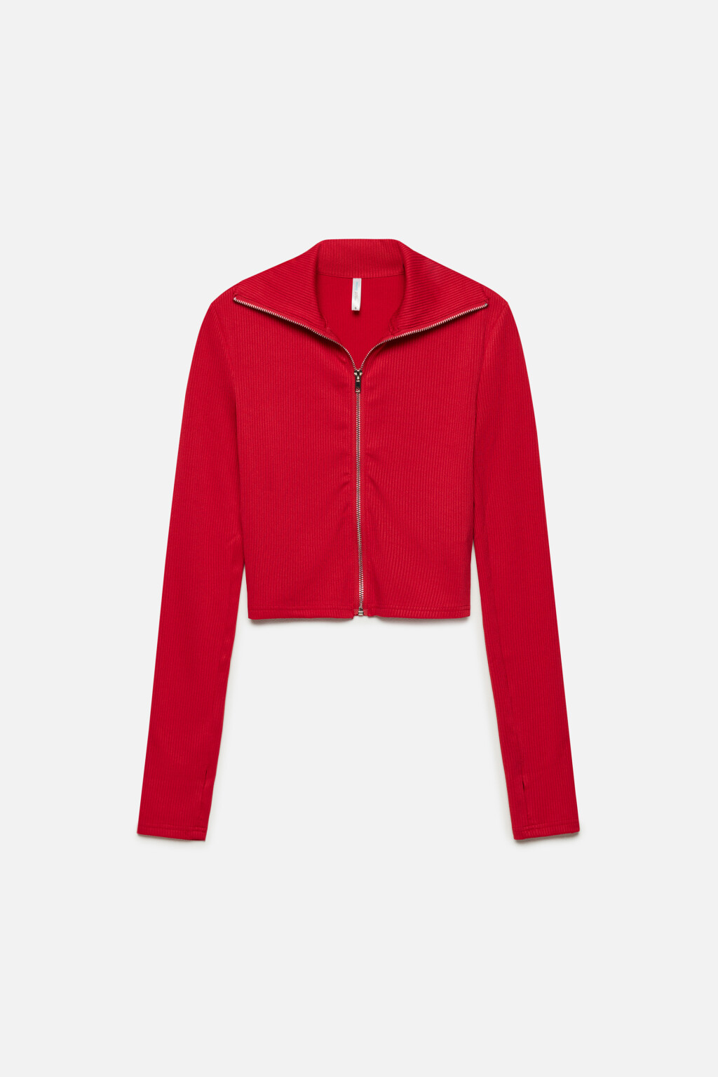 Лонгслив укороченный на молнии - цвет красный - 8