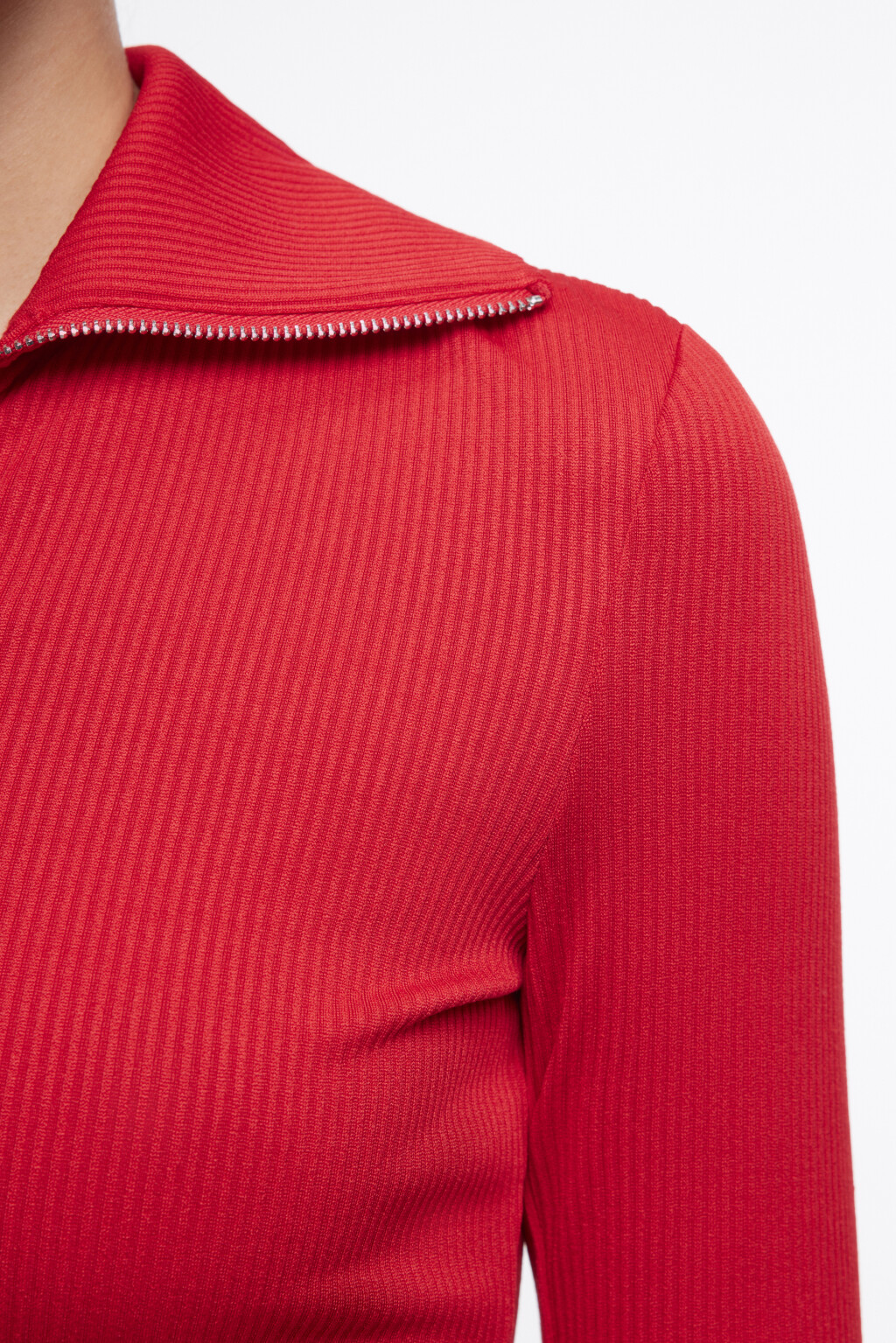 Лонгслив укороченный на молнии - цвет красный - 6