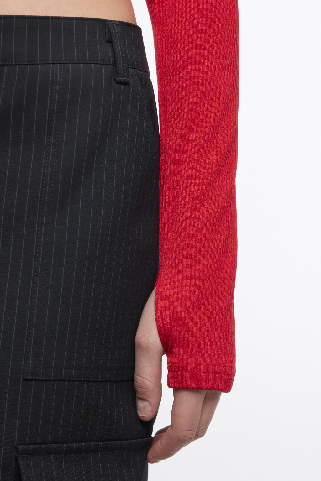 Лонгслив укороченный на молнии - цвет красный - 7