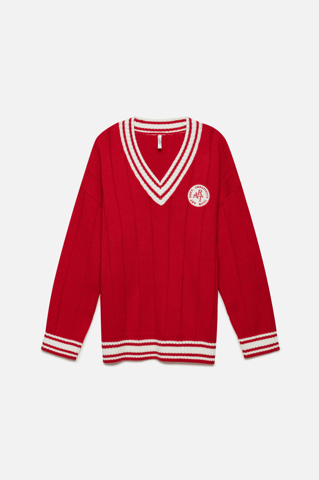 Джемпер oversize с контрастной окантовкой - цвет красный - 8