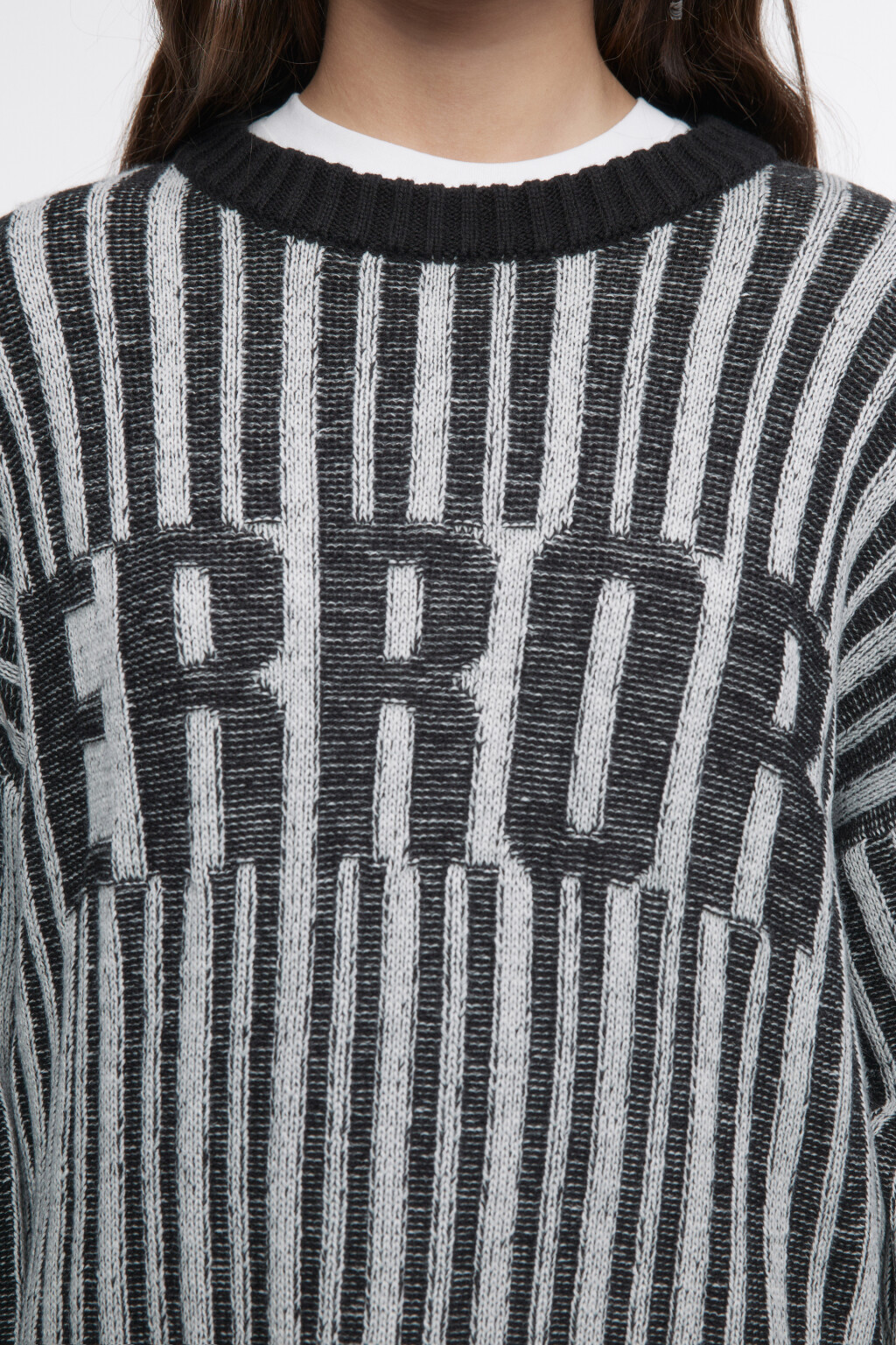 Джемпер oversize вязаный с надписью - цвет черный - 6