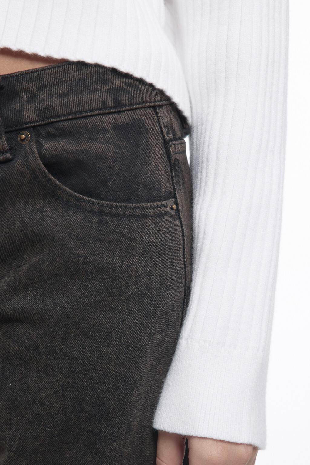 Джемпер вязаный укороченный в полоску - цвет бежевый - 7