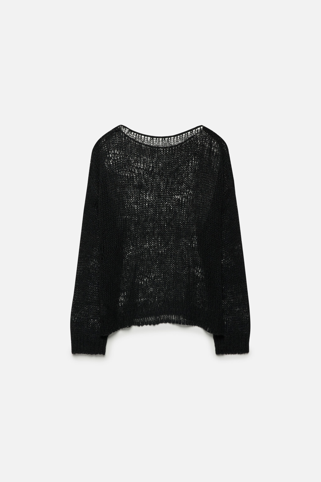 Джемпер тонкой фактурной вязки - цвет черный - 8