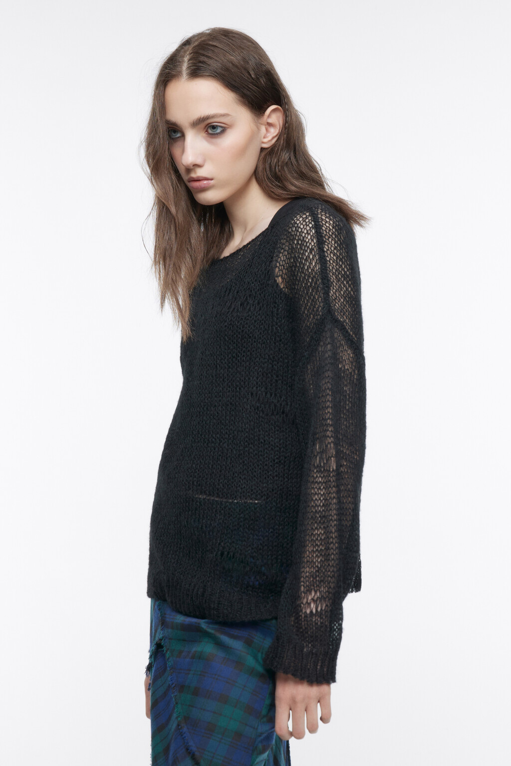 Джемпер тонкой фактурной вязки - цвет черный - 3