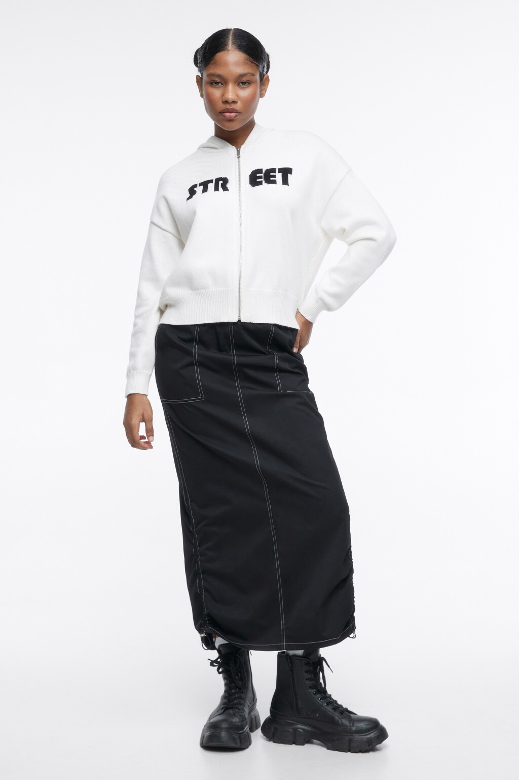 Толстовка на молнии вязаная с принтом - цвет бежевый - 5