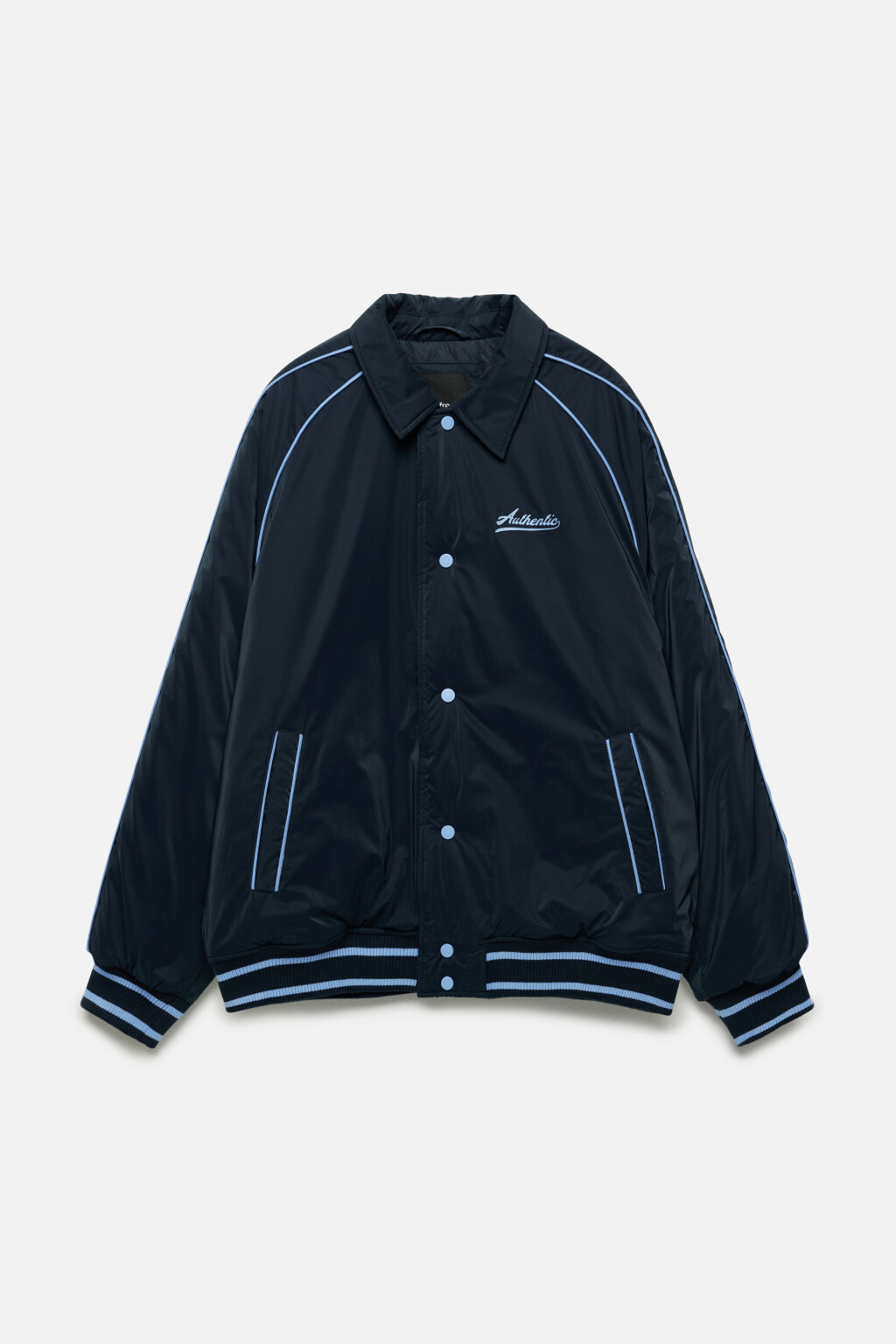 Куртка-бомбер утепленная с отложным воротником - цвет синий - 8