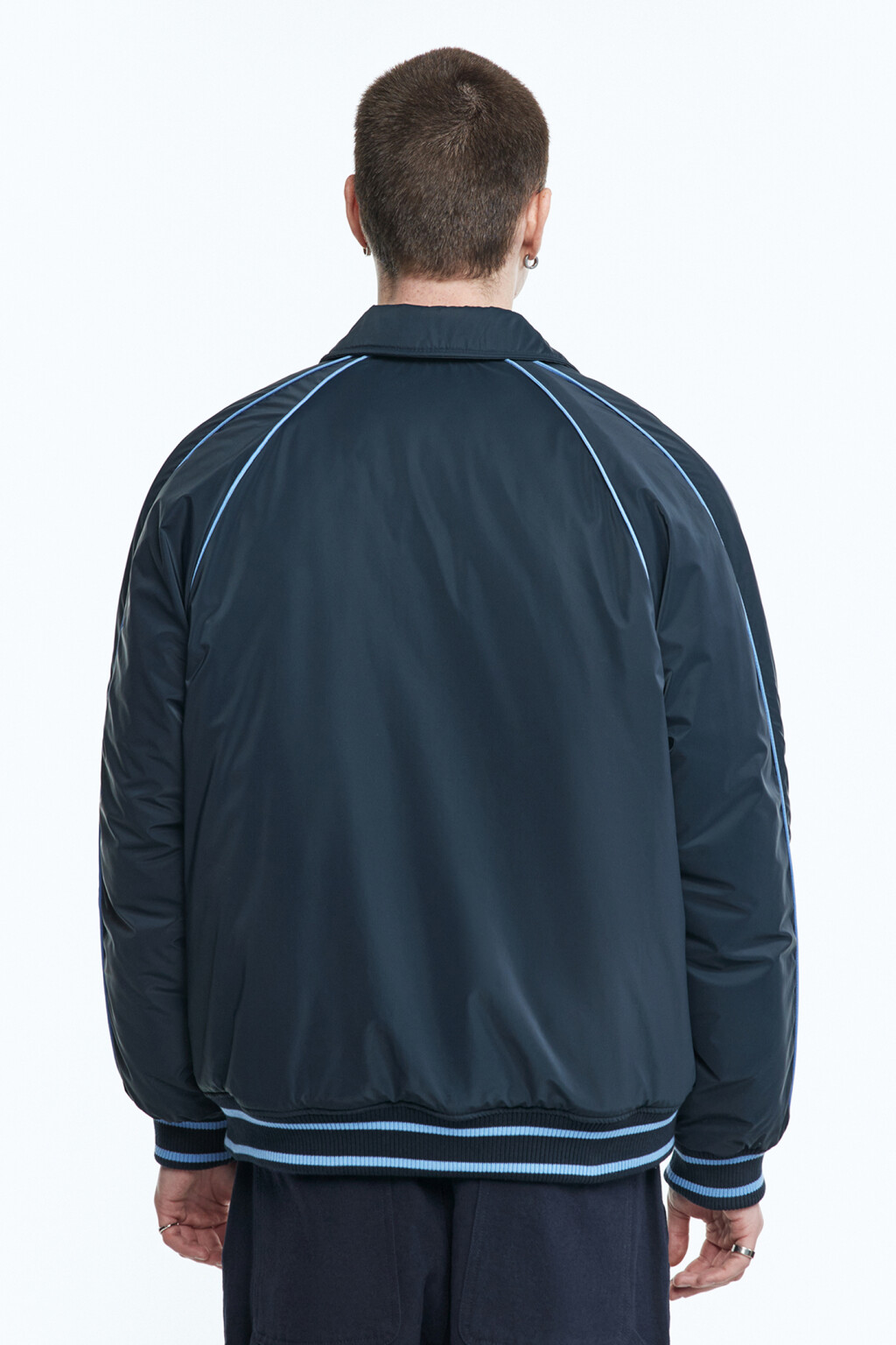 Куртка-бомбер утепленная с отложным воротником - цвет синий - 5