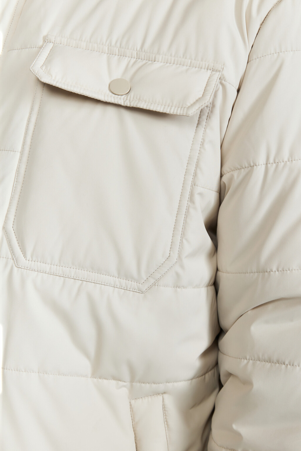 Куртка-рубашка стеганая с нагрудными карманами - цвет бежевый - 6