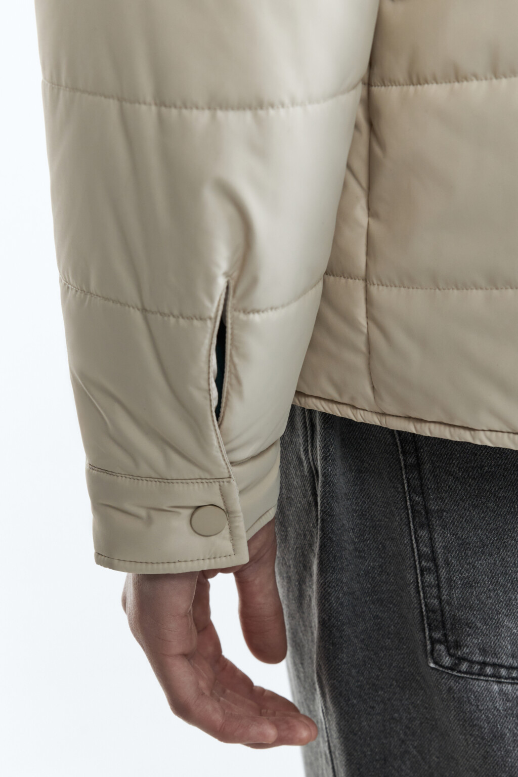 Куртка-рубашка стеганая с нагрудными карманами - цвет бежевый - 7