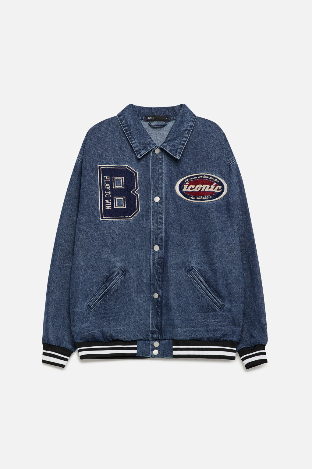 Куртка-бомбер джинсовая с принтом-патчами - цвет синий - 10