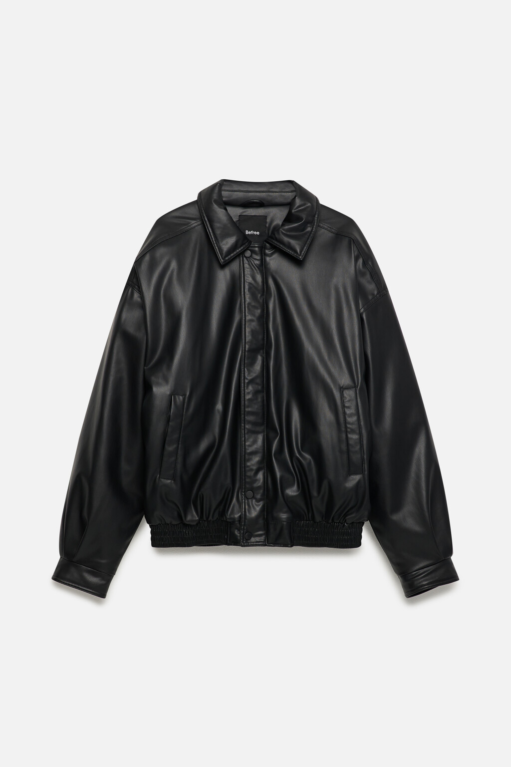 Куртка-бомбер из искусственной кожи - цвет черный - 10