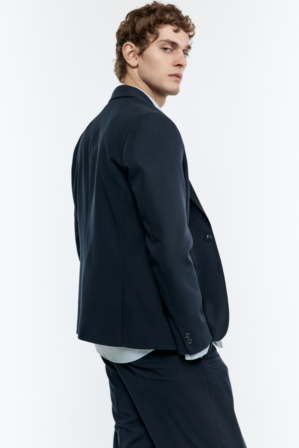 Блейзер приталенный однобортный - цвет синий - 2