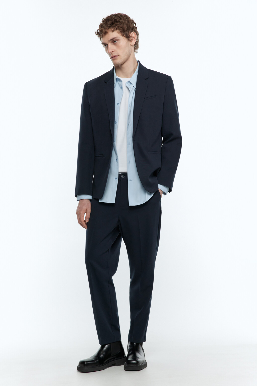 Блейзер приталенный однобортный - цвет синий - 6