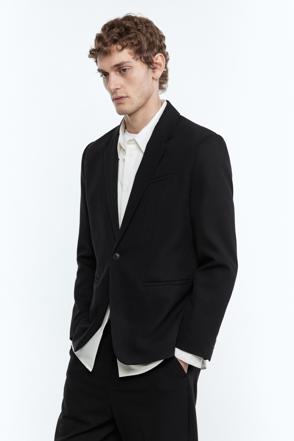 Блейзер приталенный однобортный - цвет черный - 3