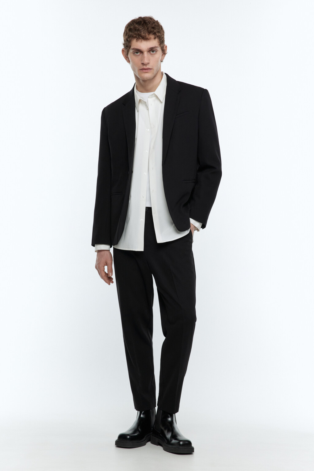 Блейзер приталенный однобортный - цвет черный - 5