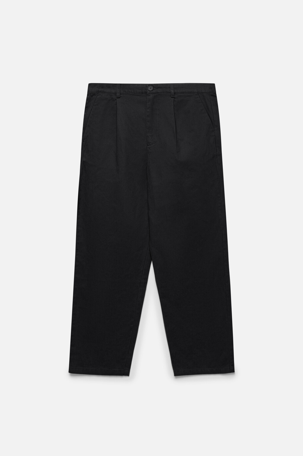 Брюки-чинос хлопковые со складками на поясе - цвет черный - 8