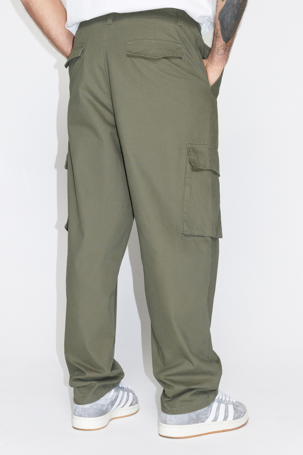 Брюки-карго широкие со средней посадкой - цвет зеленый - 4